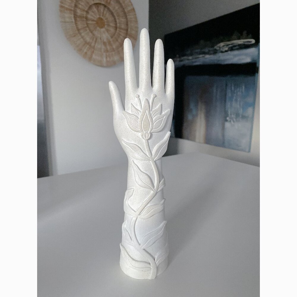 Beautiful Boho Lotus Hand Display Sculpture - 10" | New